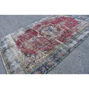 พรมตุรกีโบราณสีแดงสีน้ำเงินคลาสสิกขนาด7x11ฟุตพรมขนแกะขนแกะทรงสี่เหลี่ยมผืนผ้าเป็นมิตรต่อสิ่งแวดล้อม - Product Image 4