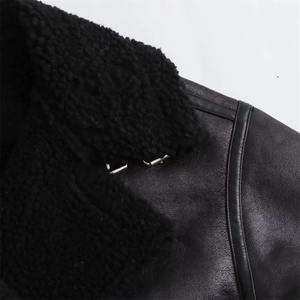 Veste en faux cuir PU pour femmes Veste décontractée à revers pour femme Manteau en cuir de moto pour femmes - Product Image 5