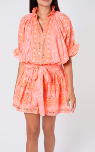 Robe Courte Scintillante Effet Soleil Corail pour Femme, avec Détails Mosaïque de Paillettes et Effet Miroir Imprimé Main, Naturellement Glamour - Product Image 3