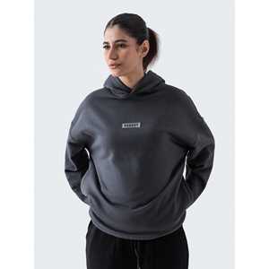 เสื้อฮู้ดดี้ผู้หญิงสีเทาเข้มทรงโอเวอร์ไซส์ ผ้าไหมถักเนื้อนุ่ม ระบายอากาศได้ดี มีซิป ดีไซน์ 3 มิติ พร้อมลายครอปท็อป สำหรับฤดูใบไม้ร่วง - Product Image 1