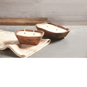 Elégant bol de service à pâte et bougie en bois d'acacia de luxe fait à la main en bois véritable naturel durable pour les fêtes - Product Image 2
