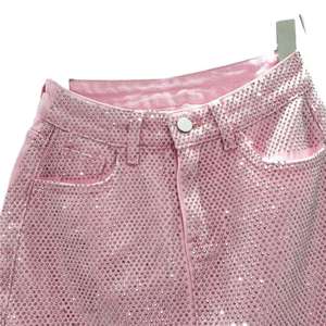 กระโปรงยีนส์ประดับพลอยเทียมสำหรับเด็กผู้หญิงกระโปรงสั้นเอวสูงแฟชั่นปรับแต่งได้ใหม่ - Product Image 5