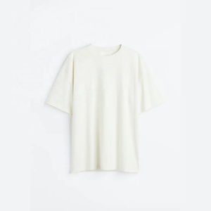 Camisetas blancas de alta calidad para hombre, ropa de calle 100% de algodón, a granel, ligera, transpirable, de gran tamaño - Product Image 1