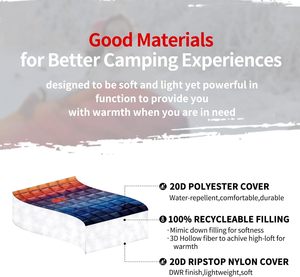 Edredón hinchado portátil ligero patrón sólido capa cálida a prueba de viento para acampar al aire libre playa Picnics fondos activos con broches - Product Image 3