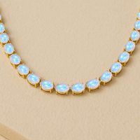 Collier tennis classique en pierre de lune arc-en-ciel pour usage quotidien, en argent sterling 925 plaqué or 14 carats, taille ovale, certifié IGI, Fire Children's