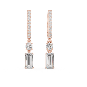Elegant Baguette <b>Diamond</b> Earrings Lab Grown Customizable Fine <b>Jewelry</b> for Women Wholesale White Gold Gold Plated IGI Certified - Product Image 2