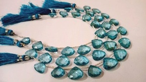 Perles de pierres précieuses de topaze bleue de Londres naturelle, forme de cœur, facettées, 13-15 mm, de qualité supérieure, vendues par brin, 8 pouces de long - Product Image 3