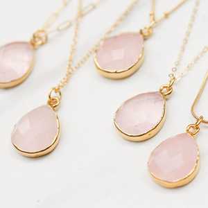 Rose Quartz 925 Sterling Silver Art Deco Pendant Necklace for Women IGI Certified Wedding & Party Gemstone Jewelry - Product Image 3