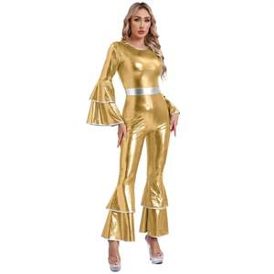 Superbe costume de disco pour femme, conçu avec de la tissu satiné métallique - Product Image 3