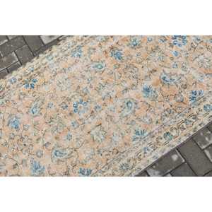 Alfombra Vintage de 3.3x6.4 pies (100x196 cm), Alfombra Turca con Borde Azul - Product Image 5