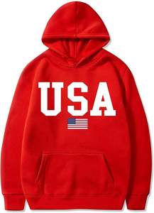 Sweat-shirt en laine de luxe haut de gamme, sweat-shirts personnalisés patriotiques pour hommes, imprimé drapeau américain, pull doux doublé de polaire avec poche - Product Image 3