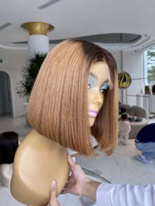 Vietnamese Straight <b>Lace</b> <b>Closure</b> Wigs 8-28 Inches Raw Human Hair Dye Brown Color Natural Hairline HD Thin <b>Lace</b> - Product Image 3