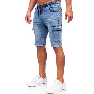 Shorts en jean décontractés pour homme, taille haute, extensible, nouveau denim bleu noir, vêtements d'été, tissés, imprimés, respirants, streetwear - Product Image 2