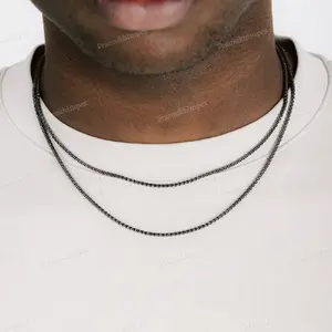 Chaîne de tennis en moissanite VVS étincelante de 2mm en argent sterling Collier avec chaînes en diamant Hip Hop Collier de tennis de bijoux fins glacés