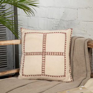 Modern 100% Cotton Reversible Pillow Cover 45 X 45 Cm Square Embroidered Geometric Pattern Stylish Home Accent Design - Product Image 1