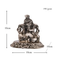 Nouvel Arrivage Décoration de Temple Faite à la Main en Aluminium Gravé Plaqué Argent Shri Ganesh 3,5 Pouces Cadeau de Mariage Porte-Bonheur Nouveau