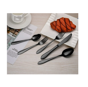 Cadeau de mariage ensemble de couverts de polissage miroir noir 24 pièces couteau fourchette et cuillère ensemble de couverts en acier miroir - Product Image 6