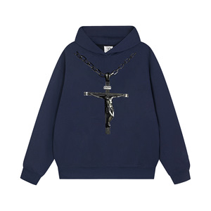 Sudadera de felpa francesa en blanco personalizada sin cordón, sudadera con hombros caídos, sudaderas con capucha con estampado de soplo de peso pesado de 420gsm de alta calidad - Product Image 6