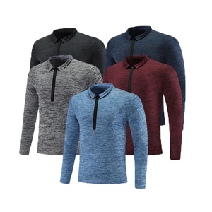 Camiseta personalizada para correr de manga larga con media cremallera para hombre - Product Image 3