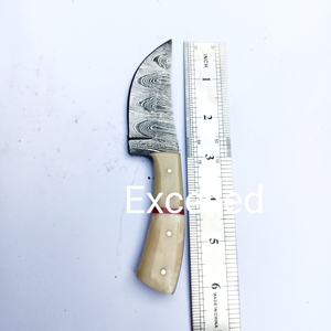 سكين صيد دمشقي من الفولاذ الدمشقي بشفرة ثابتة وغمد من الجلد الفاخر يدعم تصنيع المعدات الأصلية - Product Image 4