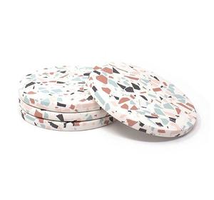 Luxury Terrazzo Coaster with Color Gravel Pattern Non-Slip Eco-Friendly Round Shape <b>Christmas</b> Gift Set 4 Pieces - Product Image 1