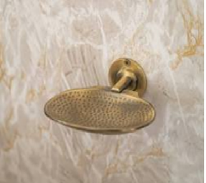 Jabonera decorativa montada en la pared, patrón de celosía intrincado, tono dorado, baño único. Disponible al por mayor. - Product Image 3