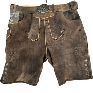 Pantalones Cortos Bávaros de Cuero de Gamuza con Bordado para Hombre, Cintura Media, Estilo Trachten, para Oktoberfest - Product Image 5