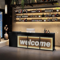 Comptoir de bar moderne en acier inoxydable avec éclairage LED pour discothèque