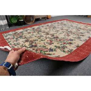 พรมปูพื้นขนาดใหญ่สไตล์ตุรกี6 x 9.5ft วินเทจคลาสสิกสีเบจสีแดงแอบสแตรกต์วัสดุขนสัตว์ยางขนาด10มม. สำหรับตกแต่งห้องโถง - Product Image 5