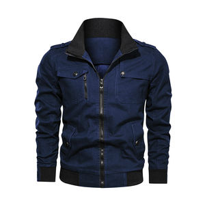 Veste en toile durable personnalisée grande taille pour hommes avec fermeture éclair veste coupe-vent idéale pour hommes pour les activités extérieures de l'automne - Product Image 1