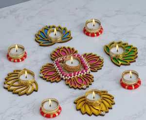 เชิงเทียนพลาสติกแบบทำจากทองเหลืองใช้สำหรับเทศกาลงานแต่งแบบอินเดียของ Diwali ของตกแต่งโต๊ะงานแต่ง - Product Image 3