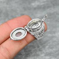 Bague ajustable en pierre de lune avec boîte à message en pierres précieuses, en argent sterling 925, bijoux de luxe vintage plaqués rhodium