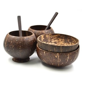 Natural & Eco-Friendly Coconut Shell Tea <b>Cups</b> Sustainable Homeware for Ice Cream <b>Saucers</b> Included - Product Image 3