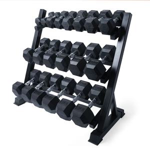 VIGFIT Équipement de fitness en gros : Support de rangement multi-niveaux réglable à 3 niveaux pour 15 paires d'haltères hexagonales en caoutchouc - Product Image 4