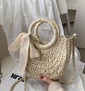 Bolsos de Paja Hechos a Mano, Elegantes Bolsos de Hombro de Paja Personalizados para Mujer, Productos al por Mayor - Product Image 2