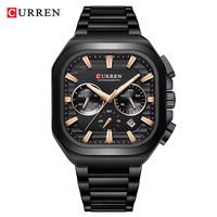 Montre à quartz pour homme, boîtier carré, bracelet en acier inoxydable, cadran de 41 mm, résistante à l'eau, montre de sport pour affaires