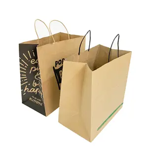 Изготовленный на заказ крафт-мешок коричневый шоппинг крафт-бумажный мешок для одежды обувь продуктовый