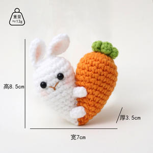 Pendentif <span class=keywords><strong>de</strong></span> poupée au crochet à la main en laine finie mignon dessin animé tissé lapin porcelet poupée petits accessoires - Product Image 4