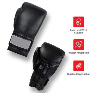 Guantes de Boxeo Profesionales de Color Negro para Entrenamiento de Muay Thai, Guantes de Boxeo para Saco de Boxeo con Correas Ajustables y Cierre - Product Image 2