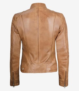 High Quality Custom Women's Real Leather <b>Racer</b> <b>Jacket</b> Pakistan Made Unisex Embroidery Waterproof Eco-Friendly - Product Image 4