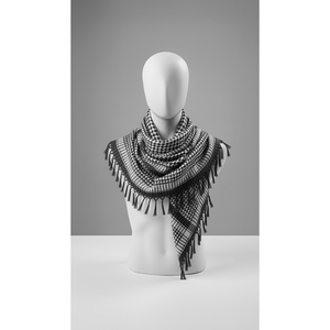 Écharpe Keffiyeh en coton noir et blanc, douce et tissée, 90 x 90 cm, respirante, accessoire ethnique musulman, hijab, avec logo personnalisable - Product Image 3