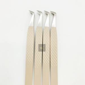 Pinces à épiler professionnelles en acier inoxydable massif avec poignée diamantée pour extensions de cils, logo personnalisé, durables, pointues, russes - Product Image 5