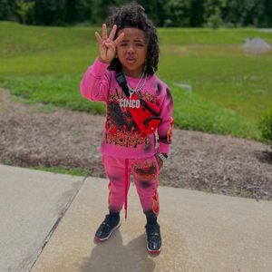 Observex Survêtement Broderie en Détresse Jogging Sweat à Capuche et Jogger Pantalon de Survêtement Ensemble Survêtement Évasé pour Homme - Product Image 5