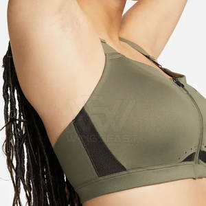 Soutien-gorge de sport respirant à maintien élevé pour femme, fabriqué au Pakistan, avec design personnalisé, couleur unie, tissu Spandex/Nylon - En vente - Product Image 5