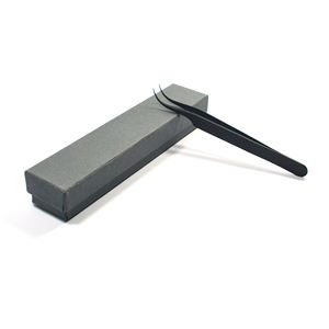 Caja de tarjeta de etiqueta privada, pinzas de extensión de pestañas con logotipo personalizado con mango de corte de diamante curvo fuerte, acabado negro de acero inoxidable - Product Image 5