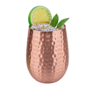 Modern Design Single Piece Hammered Pure Copper Glass <b>Tumbler</b> for Serving Drinks Like Water Juice <b>Wine</b> for Bars - Product Image 1