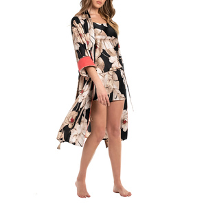 ชุดเดรสผ้าไหม100% สำหรับผู้หญิงชุดคลุมซาตินชุดกิโมโนสำหรับผู้หญิงชุดคลุมผ้าไหมยาวเซ็กซี่ - Product Image 2