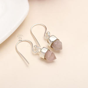 Pendientes colgantes de Plata de Ley 925 sólida de alta calidad, increíble pendiente de piedra preciosa Rosa Rosequartz, forma elegante, hermoso diseño - Product Image 4