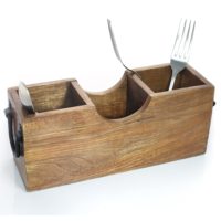 Porte-couverts en bois naturel avec papier serviette pour la maison hôtels dessus de table boîte à couverts en bois pour vente personnalisée