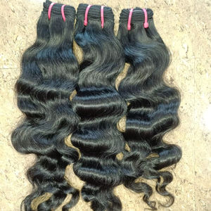 Extensiones de cabello Remy indio virgen de alta calidad, máquina suave y brillante resistente a la caída, trama doble, todos los colores adecuados - Product Image 1